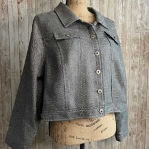 Niottoo Tweed Silver Grey Crop Jacket